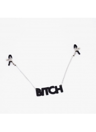 Зажимы на соски с кожаной подвеской Bitch - Crazy Handmade - купить с доставкой в Нижневартовске