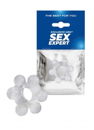 Прозрачное эрекционное кольцо с 6 стимулирующими шариками - Sex Expert - в Нижневартовске купить с доставкой