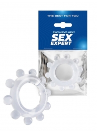 Прозрачное эрекционное кольцо со стимулирующими шариками - Sex Expert - в Нижневартовске купить с доставкой