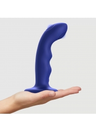 Синяя насадка-стимулятор Strap-On-Me Tapping Dildo Wave - Strap-on-me - купить с доставкой в Нижневартовске