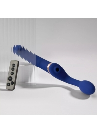 Синий безремневой страпон Multi Orgasm Bendable Strap-On size L с клиторальной стимуляцией - Strap-on-me - купить с доставкой в Нижневартовске