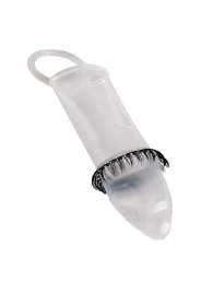 Закрытая насадка на пенис с подхватом мошонки и стимулирующими «ресничками» - Sextaz - в Нижневартовске купить с доставкой