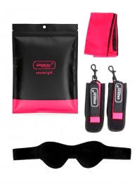 Черно-розовый эротический набор: маска, наручники и повязка - Erokay - купить с доставкой в Нижневартовске