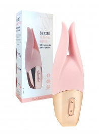 Нежно-розовый мини-вибратор с раздвоенным кончиком - 12,3 см. - Erokay