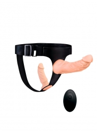 Женский страпон с 2 насадками, вибрацией и пультом ДУ - Erowoman-Eroman - купить с доставкой в Нижневартовске