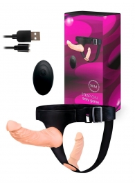 Женский страпон с 2 насадками, вибрацией и пультом ДУ - Erowoman-Eroman - купить с доставкой в Нижневартовске