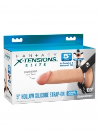 Телесный пустотелый фаллопротез 5’’ Hollow Silicone Strap-On - 14 см. - Pipedream - купить с доставкой в Нижневартовске