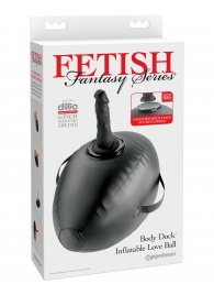 Черный надувной мяч с платформой для фиксации дилдо Body Dock Inflatable Love Ball - Pipedream - купить с доставкой в Нижневартовске