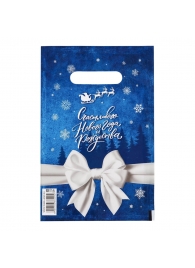 Сине-белый подарочный новогодний пакет с вырубной ручкой (20х30 см) - Сима-Ленд - купить с доставкой в Нижневартовске