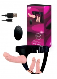 Женский страпон с 3 насадками и вибрацией - Erowoman-Eroman - купить с доставкой в Нижневартовске