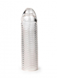 Прозрачная закрытая насадка на пенис с ребрышками - 16 см. - Sex Expert - в Нижневартовске купить с доставкой