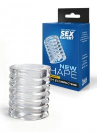Прозрачная сквозная насадка на пенис с ребрышками - Sex Expert - в Нижневартовске купить с доставкой