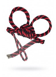 Черно-красные наручники-оковы ’’Узел-омега’’ из хлопковой веревки - Pecado - купить с доставкой в Нижневартовске