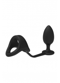 Черное эрекционное кольцо с анальной пробкой Cockstrap With Anal Plug - Dream Toys - в Нижневартовске купить с доставкой