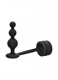 Черное эрекционное кольцо с анальной елочкой Cockring With Beaded Anal Plug - Dream Toys - в Нижневартовске купить с доставкой