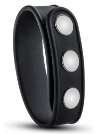 Черное эрекционное кольцо на кнопках - Blush Novelties - в Нижневартовске купить с доставкой