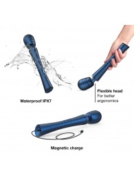 Синий вибромассажёр с насадками Man.wand Edgy - Manwan - в Нижневартовске купить с доставкой