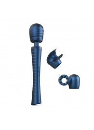 Синий вибромассажёр с насадками Man.wand Edgy - Manwan - в Нижневартовске купить с доставкой