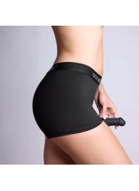 Черные трусики-боксеры для фиксации насадок Strap-on-me Harness Lingerie Allure - size M - Strap-on-me - купить с доставкой в Нижневартовске