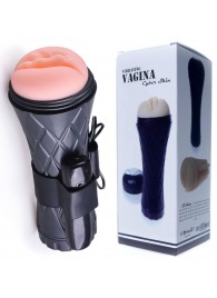 Телесный мастурбатор-вагина в черной колбе с вибрацией - Boys of Toys - в Нижневартовске купить с доставкой