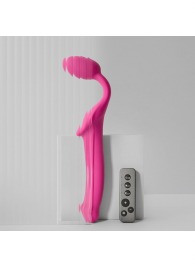 Ярко-розовый безремневой страпон Strap-on-me Vibrating Bendable Strap-On size M - Strap-on-me - купить с доставкой в Нижневартовске