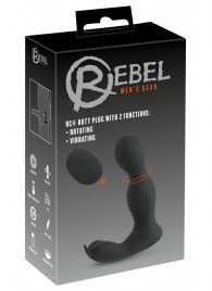 Черная анальная пробка с вибрацией, вращением и пультом ДУ RC Butt Plug with 2 Functions - Orion - в Нижневартовске купить с доставкой