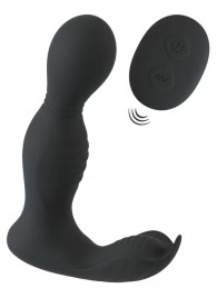 Черная анальная пробка с вибрацией, вращением и пультом ДУ RC Butt Plug with 2 Functions - Orion - в Нижневартовске купить с доставкой