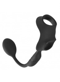 Черное виброкольцо с анальной пробкой Cock Ring with RC Butt Plug - Orion - в Нижневартовске купить с доставкой