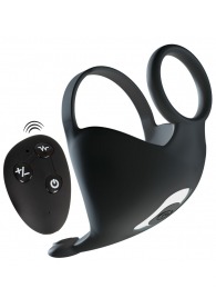 Черная вибронасадка для эрекции и стимуляции мошонки Cock ring with RC ball massager - Orion - в Нижневартовске купить с доставкой