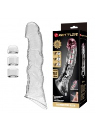 Прозрачный фаллоудлинитель с 3 вставками - 28 см. - Baile - в Нижневартовске купить с доставкой
