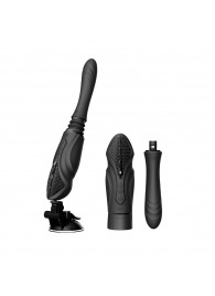 Черная секс-машина с функцией нагрева, насадками и присоской Sesh - Zalo - купить с доставкой в Нижневартовске