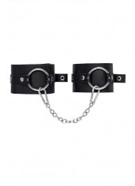Черные оковы из толстой кожи с люверсами - Pecado - купить с доставкой в Нижневартовске