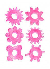 Набор из 6 розовых эрекционных колец с различным рельефом - Erowoman-Eroman - в Нижневартовске купить с доставкой