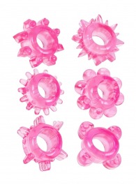 Набор из 6 розовых эрекционных колец с различным рельефом - Erowoman-Eroman - в Нижневартовске купить с доставкой