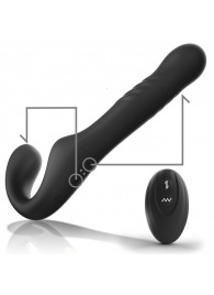 Черный безремневой страпон с вибрацией и возвратно-поступательными движениями - 24 см. - Ibiza - купить с доставкой в Нижневартовске