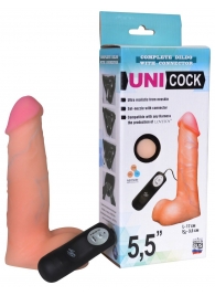 Фаллическая насадка Харнесс UNICOCK 5,5  с вибрацией - 17 см. - LOVETOY (А-Полимер) - купить с доставкой в Нижневартовске