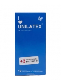 Классические презервативы Unilatex Natural Plain - 12 шт. + 3 шт. в подарок - Unilatex - купить с доставкой в Нижневартовске