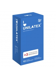 Классические презервативы Unilatex Natural Plain - 12 шт. + 3 шт. в подарок - Unilatex - купить с доставкой в Нижневартовске