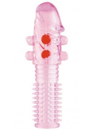 Гелевая розовая насадка с шариками и шипами - 14 см. - ToyFa - в Нижневартовске купить с доставкой