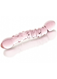 Двусторонний розовый фаллос  с рёбрами и точками - 19,5 см. - Sexus купить с доставкой в интернет-магазине Orgasmix в Нижневартовске Двусторонний розовый фаллос  с рёбрами и точками - 19,5 см. - Sexus