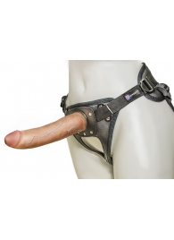 Насадка-фаллоимитатор на кожаных трусиках Harness Ultra Realistic 7  - 18 см. - LOVETOY (А-Полимер) - купить с доставкой в Нижневартовске