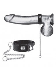 Утяжка на пенис с поводком Snap Cock Ring With 12  Leash - BlueLine - купить с доставкой в Нижневартовске