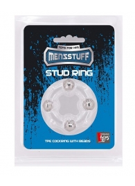 Эрекционное кольцо с 4 бусинами MENZSTUFF STUD RING CLEAR - Dream Toys - в Нижневартовске купить с доставкой