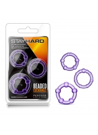 Набор из 3 фиолетовых эрекционных колец Stay Hard Beaded Cockrings - Blush Novelties - в Нижневартовске купить с доставкой