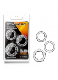 Набор из 3 прозрачных эрекционных колец Stay Hard Beaded Cockrings - Blush Novelties - в Нижневартовске купить с доставкой