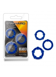 Набор из 3 синих эрекционных колец Stay Hard Beaded Cockrings - Blush Novelties - в Нижневартовске купить с доставкой