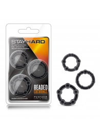 Набор из 3 чёрных эрекционных колец Stay Hard Beaded Cockrings - Blush Novelties - в Нижневартовске купить с доставкой