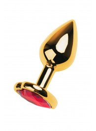 Золотистая анальная пробка с кристаллом-сердцем - 7,5 см. - ToyFa - купить с доставкой в Нижневартовске