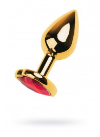 Золотистая анальная пробка с кристаллом-сердцем - 7,5 см. - ToyFa - купить с доставкой в Нижневартовске