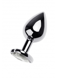 Серебристая анальная пробка с прозрачным кристаллом-сердцем - 8 см. - ToyFa - купить с доставкой в Нижневартовске